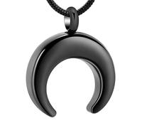 ZEZILE Cremation Necklace Moon Urn Jewelry for Ashes Stainless Steel Ash Pendant Moon Memorial Jewelry Keepsake Necklace for Women Men