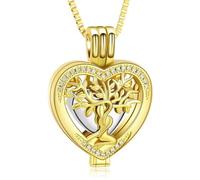 ZEZILE Cremation Urn Necklace for Ashes of Loved One Tree of Life Heart Memorial Ash Pendant Keepsake Jewelry for Women Men