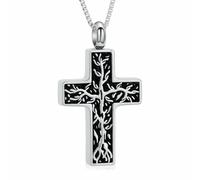 ZEZILE Cross Urn Necklace for Ashes Dragonfly Cremation Jewelry Stainless Steel Keepsake Ash Pendant Memorial Women Men