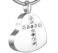 ZEZILE Crystal Cross On My Heart URN Necklace Cremation Ashes Keepsake Locket for Pet