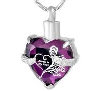 ZEZILE Crystal Heart Cremation Jewelry For Ashes Forever In My Heart Urn Necklace Stainless Steel Keepsake Memorial Ash Holder Pendant