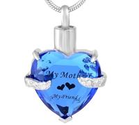 ZEZILE Crystal Heart Cremation Jewelry For Ashes Forever In My Heart Urn Necklace Stainless Steel Keepsake Memorial Ash Holder Pendant
