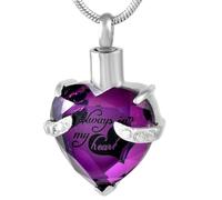 ZEZILE Crystal Heart Cremation Jewelry For Ashes Forever In My Heart Urn Necklace Stainless Steel Keepsake Memorial Ash Holder Pendant