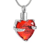 ZEZILE Crystal Heart Cremation Jewelry For Ashes Forever In My Heart Urn Necklace Stainless Steel Keepsake Memorial Ash Holder Pendant