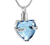 ZEZILE Crystal Heart Cremation Jewelry For Ashes Forever In My Heart Urn Necklace Stainless Steel Keepsake Memorial Ash Holder Pendant