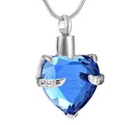 ZEZILE Crystal Heart Cremation Jewelry For Ashes Forever In My Urn Necklace Stainless Steel Keepsake Memorial Ash Holder Pendant