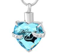 ZEZILE Crystal Heart Cremation Jewelry For Ashes Forever In My Urn Necklace Stainless Steel Keepsake Memorial Ash Holder Pendant