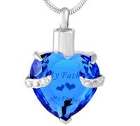 ZEZILE Crystal Heart Cremation Jewelry For Ashes Forever In My Urn Necklace Stainless Steel Keepsake Memorial Ash Holder Pendant