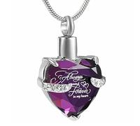 ZEZILE Crystal Heart Cremation Jewelry For Ashes Forever In My Urn Necklace Stainless Steel Keepsake Memorial Ash Holder Pendant