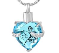 ZEZILE Crystal Heart Cremation Jewelry For Ashes Forever In My Urn Necklace Stainless Steel Keepsake Memorial Ash Holder Pendant