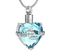 ZEZILE Crystal Heart Cremation Jewelry For Ashes Forever In My Urn Necklace Stainless Steel Keepsake Memorial Ash Holder Pendant