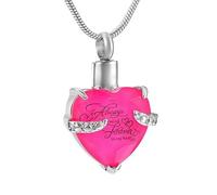 ZEZILE Crystal Heart Cremation Jewelry For Ashes Forever In My Urn Necklace Stainless Steel Keepsake Memorial Ash Holder Pendant