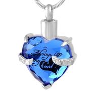 ZEZILE Crystal Heart Cremation Jewelry For Ashes Forever In My Urn Necklace Stainless Steel Keepsake Memorial Ash Holder Pendant