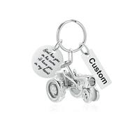 ZEZILE Custom Memorial Tractor Shape Ash Urn Key Chain For Men Stainless Steel Tractor Cremation Keychain Dad Keepsake Gift