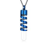 ZEZILE Cylinder Bottle Urn Necklace for Ashes Glass Cremation Jewelry for Women Men Memorial Human Pet Ashes Keepsake Pendant
