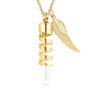 ZEZILE Glass Tube Cylinder Cremation Jewelry for Ashes Stainless Steel Urn Necklace Memorial Jewelry Ash Holder Pendant for Men Women