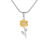 ZEZILE Golden Sunflower Cremation Necklace - Memorial Urn Pendant for Human Ashes, Stainless Steel Keepsake Jewelry