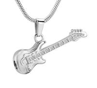 ZEZILE Guitar Music Lovers Pendant Cremation Jewelry Stainless Steel Memorial Urn Necklace For Human Ashes Keepsake