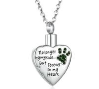 ZEZILE Heart Cremation Necklace - Paw Print Ashes Memorial Pendant, Forever in My Heart Engraved - Stainless Steel Urn Jewelry