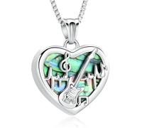 ZEZILE Heart Guitar Cremation Pendant Necklace for Ashes Music Guitar Pick Cremation Keepsake Memorial Urn Necklace