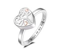 ZEZILE Heart Tree of Life Cremation Urn Ring for Ashes for Women Memorial Loved Ones Finger Ring Always in My Heart Keepsake Jewelry