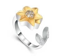 ZEZILE Keepsake Gift Inlay Two Tone Flowers Cremation Urn Ring For Women Inlay Zircon Memorial Jewelry Hold Ashes free funnel