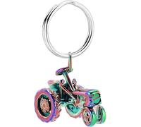 ZEZILE Memorial Tractor Shape Ash Urn Key Chain For Men Stainless Steel Cremation Keychain Dad Keepsake Gift