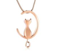 ZEZILE Moon Urn Necklace for Ashes Cat Cremation Jewelry Stainless Steel Ashes Pendant Keepsake Memorial Pet Ash Jewelry for Women Men