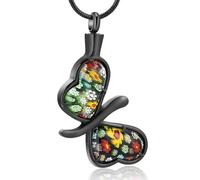 ZEZILE Murano Butterfly Glass Multi Color Flower Cremation Jewelry Ash Pendant Blue