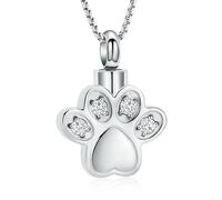 ZEZILE Pet Claws Urn Necklace for Ashes Crystal Cremation Jewelry Ashes Pendant Memorial Pet Cat Dog Ashes Keepsake Necklace