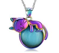 ZEZILE Pet Cremation Jewelry Cat Urn Necklace for Ashes Keepsake Memorial with Moonstone