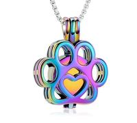 ZEZILE Pet Cremation Jewelry Dog Paw Stainless Steel Memorial Locket Urn Necklace Keepsake