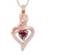 ZEZILE rose Heart Cremation Pendant Necklace With Crystal Small Urns Stainless Steel Woman Jewelry For Ashes Keepsake Gift