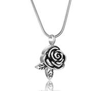 ZEZILE Rose Memorial Cremation Necklace - Stainless Steel Urn Jewelry for Human Ashes, Keepsake Pendant to Honor Loved Ones