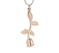ZEZILE Silver/Gold Color Rose Flower&leaf Pendant Urns Necklace Cremation Jewelry for Ashes Keepsake Jewellery eternity memory
