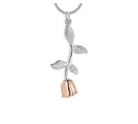 ZEZILE Silver/Gold Color Rose Flower&leaf Pendant Urns Necklace Cremation Jewelry for Ashes Keepsake Jewellery eternity memory