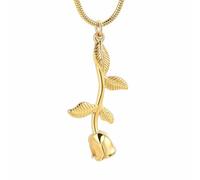 ZEZILE Silver/Gold Color Rose Flower&leaf Pendant Urns Necklace Cremation Jewelry for Ashes Keepsake Jewellery eternity memory