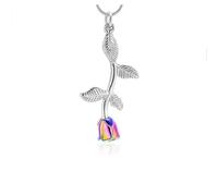 ZEZILE Silver/Gold Color Rose Flower&leaf Pendant Urns Necklace Cremation Jewelry for Ashes Keepsake Jewellery eternity memory