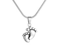 ZEZILE Stainless Steel Memorial Footprint Urn Pendant for Human Ashes - Cremation Jewelry, Keepsake Ashes Necklace
