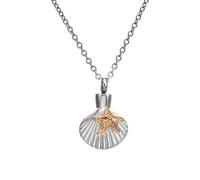 ZEZILE Stainless Steel Starfish Seashell Cremation Urn Necklace - Memorial Jewelry Pendant for Human Ashes, Keepsake for Loved Ones