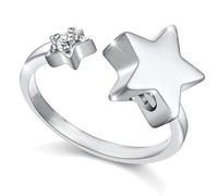 ZEZILE Star Urn Finger Ring for Ashes for Women Stainless Steel Memorial Ashes Keepsake Open Finger Ring for Women