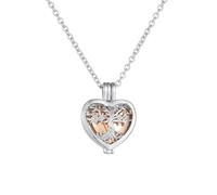 ZEZILE Tree of Life Openwork Heart Urn Pendant - Stainless Steel Cremation Jewelry for Human Ashes, Memorial Keepsake