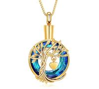 ZEZILE Tree of Life Urn Necklace for Ashes Crystal Cremation Jewelry for Women Men Ashes Pendant Keepsake Memorial for Jewelry