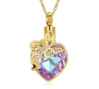ZEZILE Urn Necklace for Ashes Butterfly Cremation Jewelry Keepsake Crystal Pendant Pet Ashes Memorial Gifts for Women Men