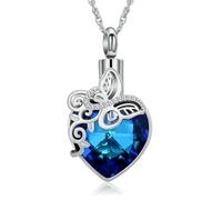 ZEZILE Urn Necklace for Ashes Butterfly Cremation Jewelry Keepsake Crystal Pendant Pet Ashes Memorial Gifts for Women Men