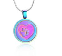 ZEZILE Urn Necklace for Ashes Circular Cremation Jewelry Paw Print Stainless Steel Keepsake Memorial Ash Pendant Jewelry for Men Women
