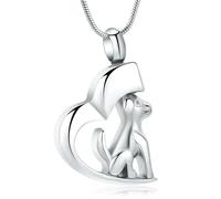ZEZILE Urn Necklace for Ashes Dog Cremation Jewelry Stainless Steel Ashes Pendant Pet Dog Keepsake Memorial Jewelry for Man Women