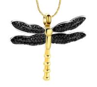 ZEZILE Urn Necklace for Ashes Dragonfly Cremation Jewelry Stainless Steel Ashes Pendant Crystal for Women Men Keepsake Memorial Jewelry
