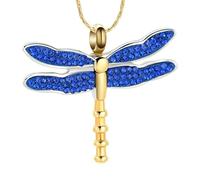 ZEZILE Urn Necklace for Ashes Dragonfly Cremation Jewelry Stainless Steel Ashes Pendant Crystal for Women Men Keepsake Memorial Jewelry