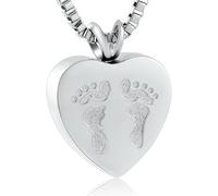 ZEZILE Urn Necklace for Ashes Footprint Cremation Jewelry Heart Stainless Steel Keepsake Memorial Ash Pendant for Men Women Gifts